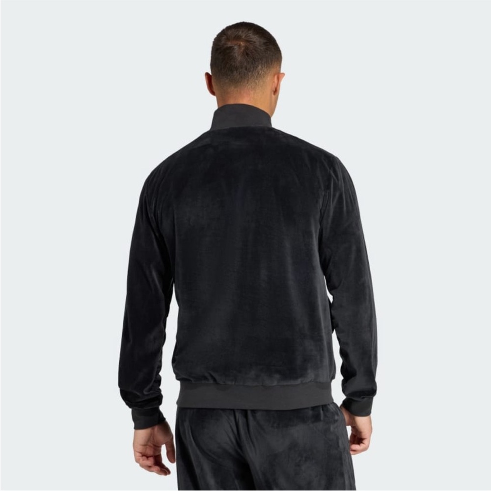 Adidas VELOUR Half Zip Track Sportswear Retro Black Sweater Men’s Size M or L - Picture 2 of 12